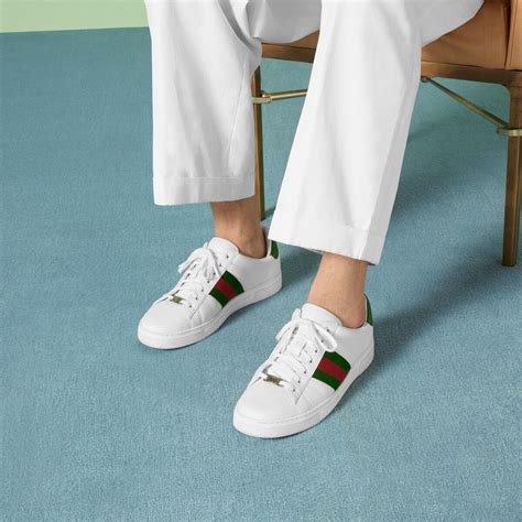 gucci ace blue on foot|ace sneakers Gucci.